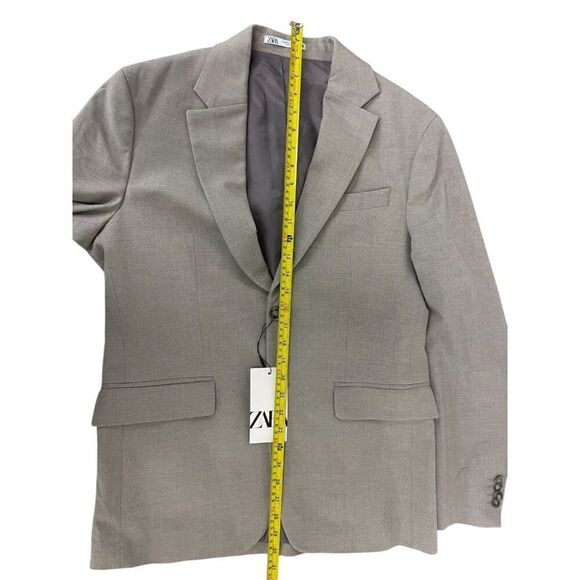Zara Men Suit Jacket Blazer EU 48 US 38 Stone Gray wool double vest 5337/252 NWT - Picture 12 of 14
